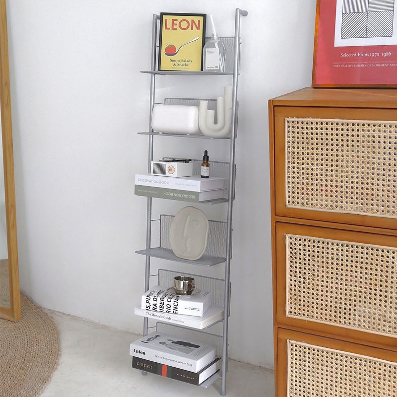 Magazine Book Shelf Newspapers Living Room Storage Rack Floor-to-ceiling Bookshelf Ladder Studio Shooting Display Ins